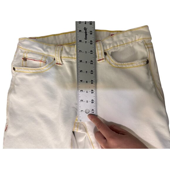 7 For All Mankind Bootcut Flare Jeans Womens 27 Beige Mid rise Western Cowgirl - Picture 9 of 16